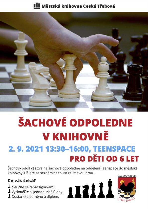 Plakát: šachové odpoledne v knihovně