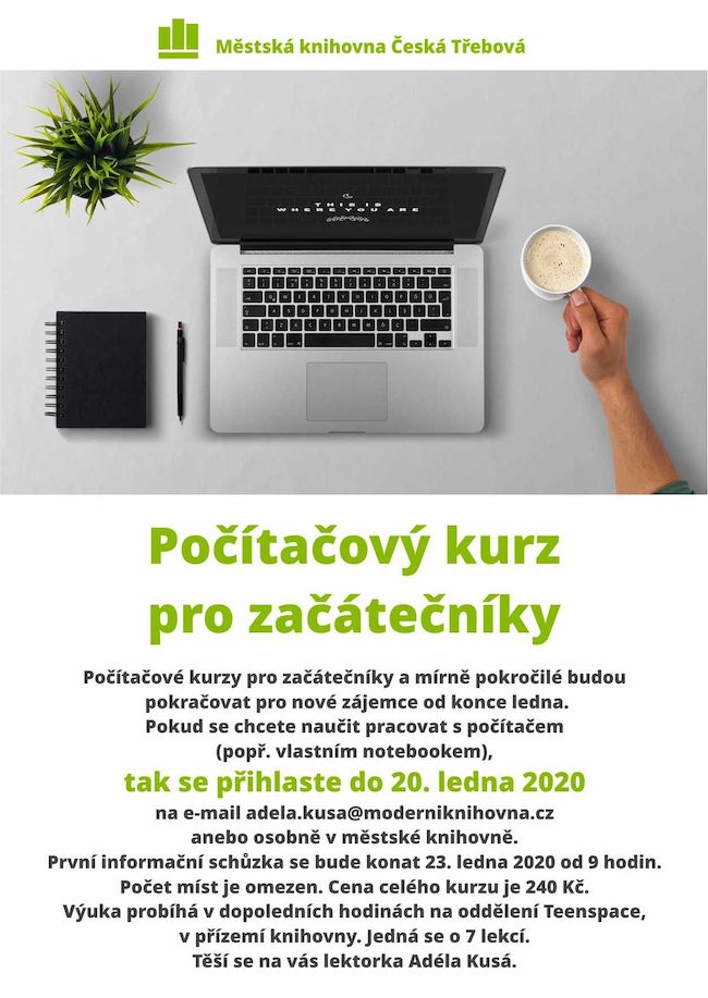 Plakát s nabídkou PC kurzů na leden 2020
