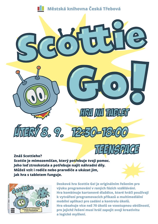 Plakát na akci: zachraň robota Scottieho